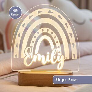 Boho Rainbow Custom Name Light | Personalized LED Cloud Sign | Kids Gift